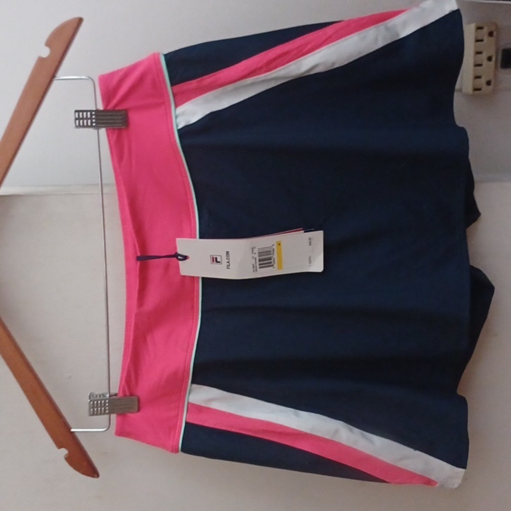 FILA NAVY BLUE HOT PINK MEDIUM TENNIS SKORT SKIRT COLOR BLOCK HERITAGE A LINE